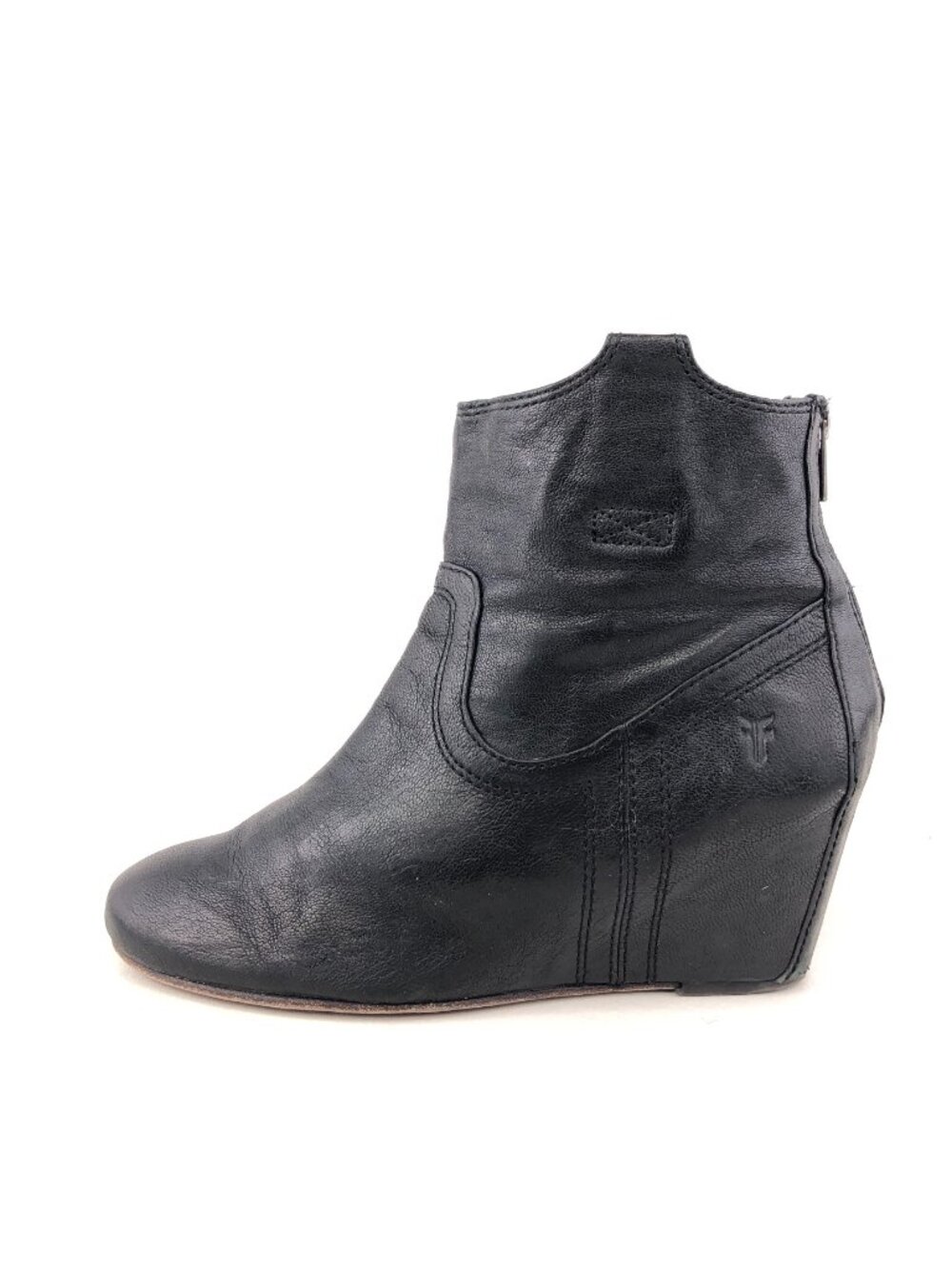 Frye Carson Black Leather Wedge Booties 8M